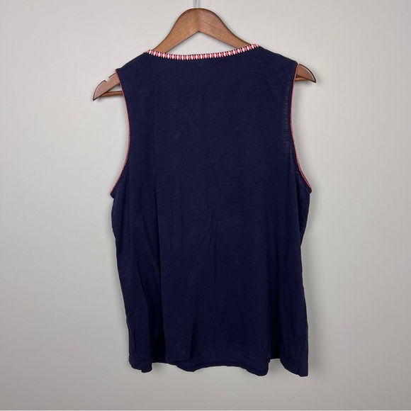 Boden Embroidered Notch Neck Top in Navy Blue - Picture 5 of 5